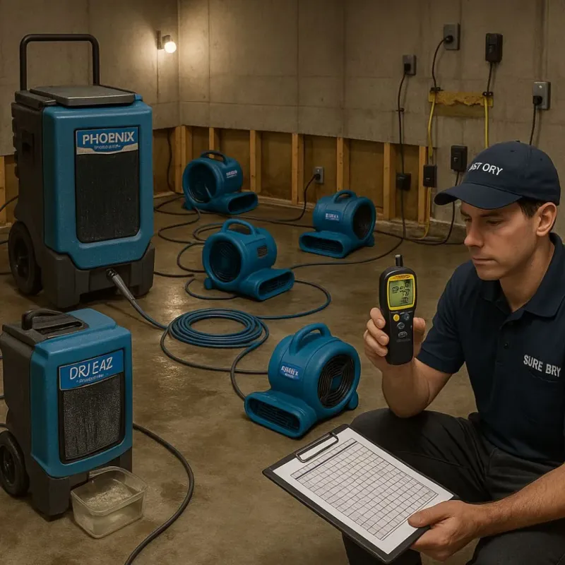 Structural Drying and Dehumidification process in Gardner, IL